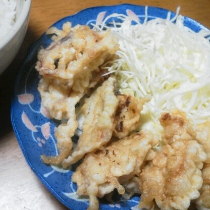 鶏肉が少なかったのでイカも入れちゃいました♪
唐揚げと違ってとり天がシットリしてて味付けも程よかったし、イカも美味しかったです！
ごちそうさまでした♪